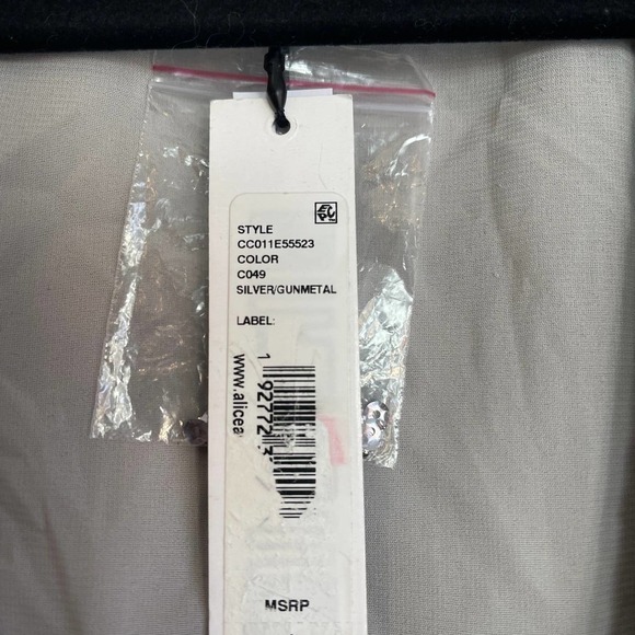 New York Alice + Olivia Silver Sequin Wrap Midi Dress Size 8 - Picture 10 of 12